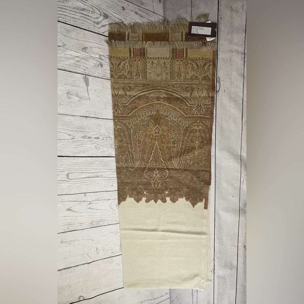 Rare Sabira Collection Faded Paisley Stole 30x80 100% Wool Scarf Wrap